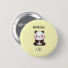 Chapa Redonda De 5 Cm Happy birthday cute panda bear yellow