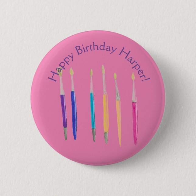 Chapa Redonda De 5 Cm Happy Birthday Pin (Anverso)