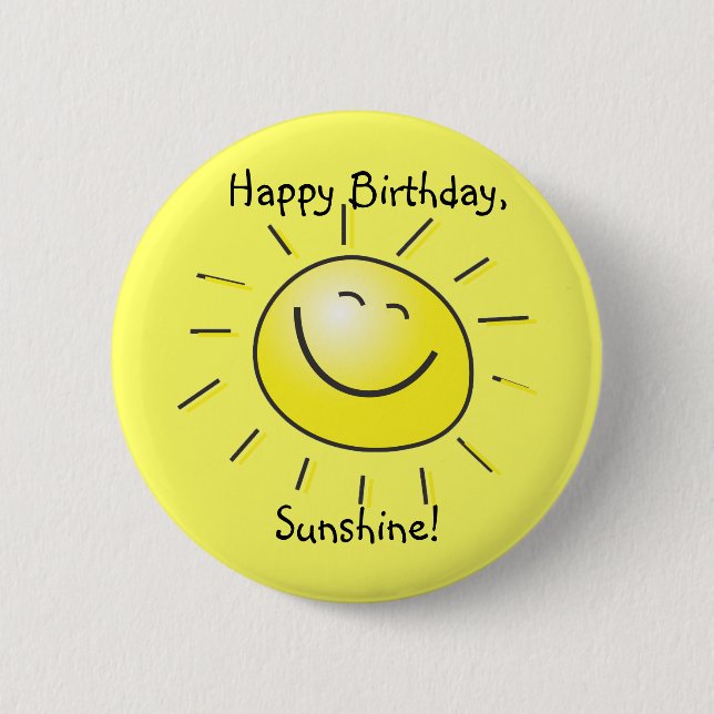 Chapa Redonda De 5 Cm Happy Birthday, Sunshine! (Anverso)