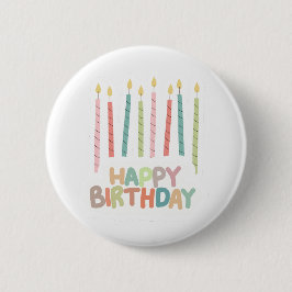 Chapa Redonda De 5 Cm Happy Birthday with Candles Button