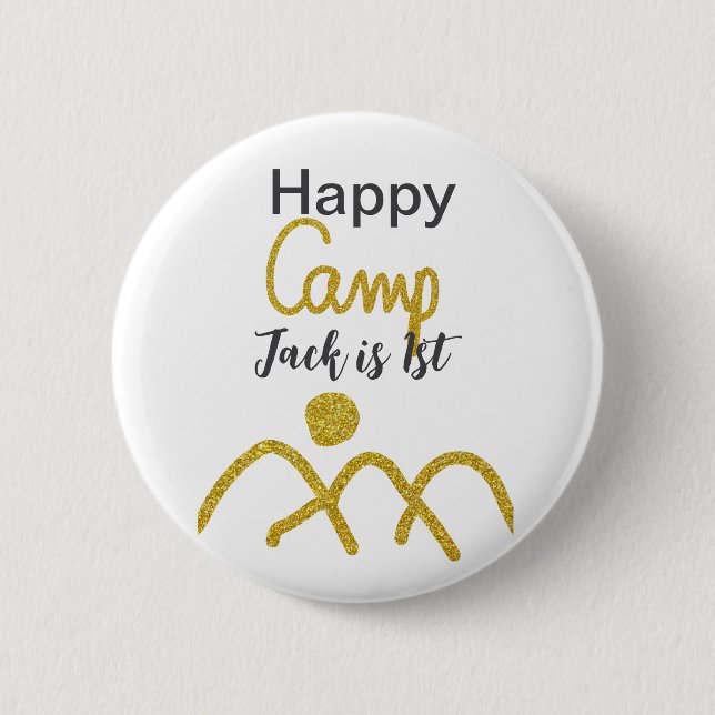 Chapa Redonda De 5 Cm Happy camping camper one birthday kids golden sun (Anverso)