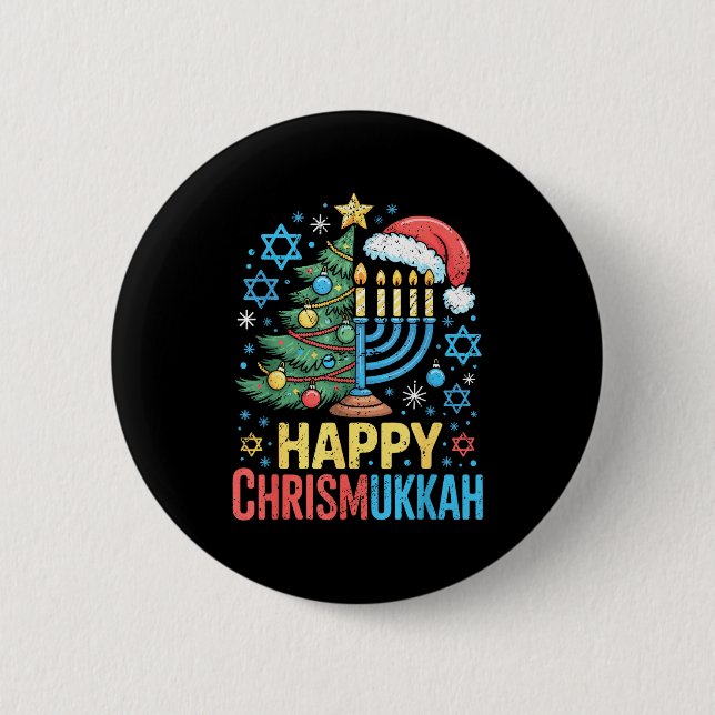 Chapa Redonda De 5 Cm Happy Chrismukkah Holiday Christmas And Hanukkah S (Anverso)