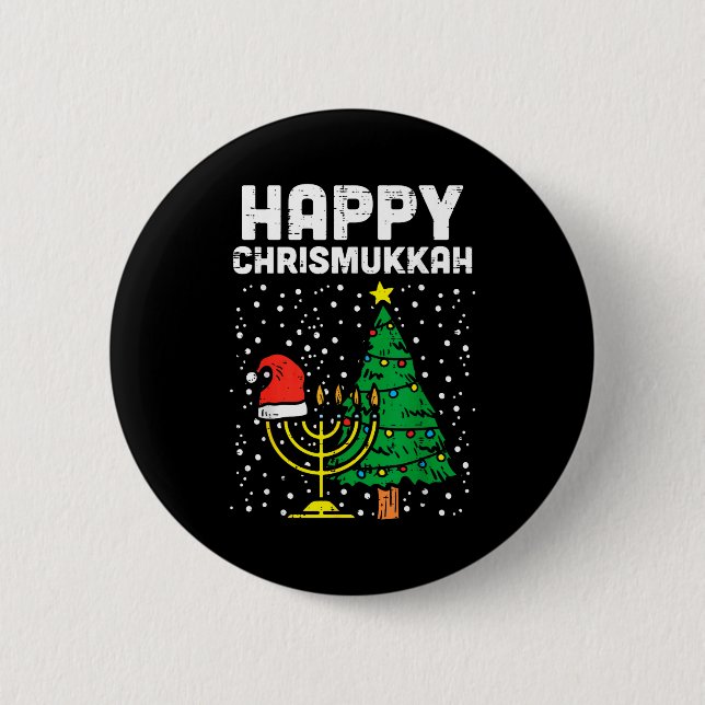 Chapa Redonda De 5 Cm Happy Christmukkah Jewish Christmas Hanukkah Chanu (Anverso)