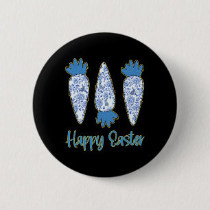 Chapa Redonda De 5 Cm Happy Easter Blue Floral Chinoiserie Carrot Eggs E