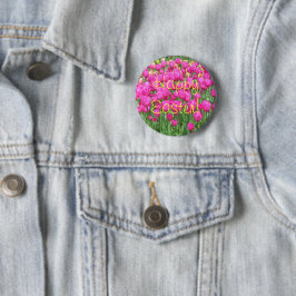 Chapa Redonda De 5 Cm Happy Easter Pink Tulip Garden Floral