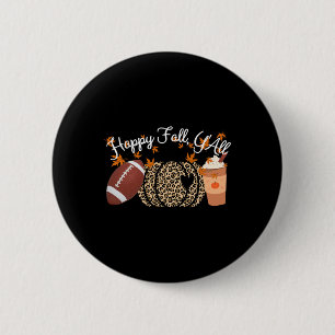 Chapa Redonda De 5 Cm Happy Fall Y'all Leopard Print Pumpkins Football A