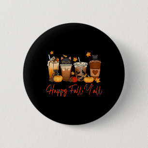 Chapa Redonda De 5 Cm Happy Fall Y'all Otoño Black Cat Fall Pumpkin Spi
