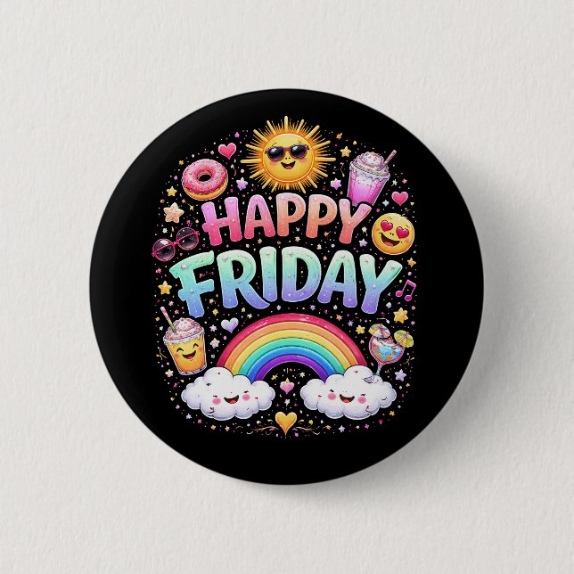 Chapa Redonda De 5 Cm Happy Friday (Anverso)
