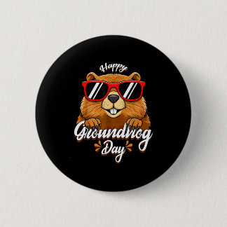 Chapa Redonda De 5 Cm Happy Groundhog Day Funny Groundhog Sungles Cute K