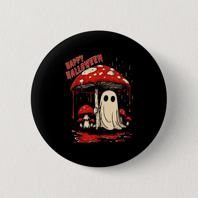 Chapa Redonda De 5 Cm Happy Halloween Ghost  (Anverso)