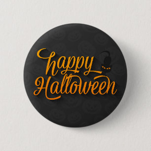 Chapa Redonda De 5 Cm Happy Halloween Scary Cat Button