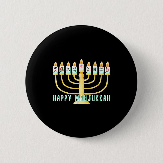 Chapa Redonda De 5 Cm Happy Hanukkah Mahjong Menorah Mahjukkah Chanukkah (Anverso)