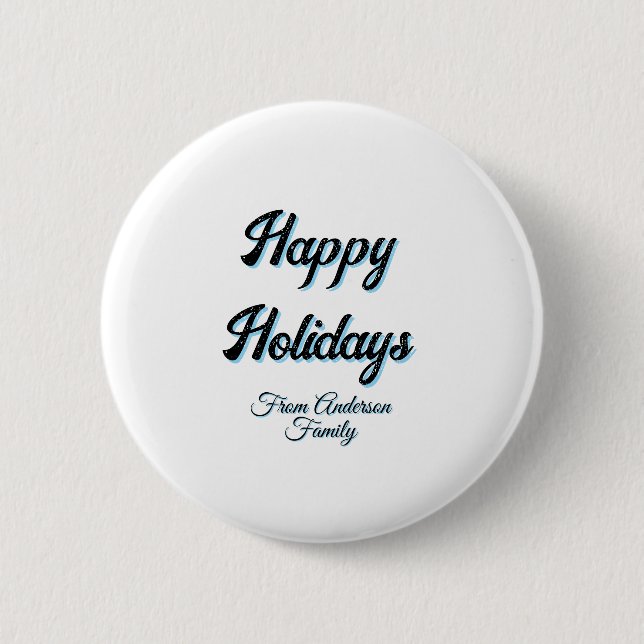 Chapa Redonda De 5 Cm Happy holidays name family gifts stylish retro boh (Anverso)