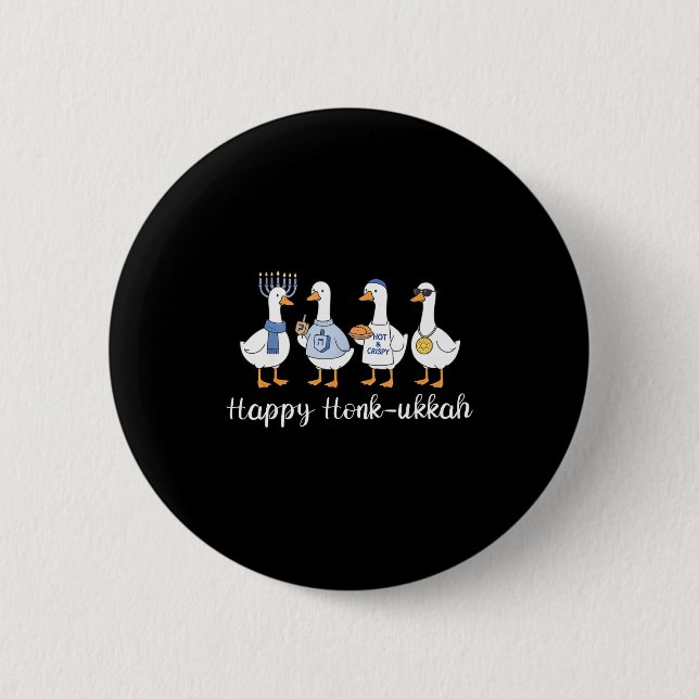 Chapa Redonda De 5 Cm Happy Honk-ukkah Hanukkah Silly Goose Women Men Ki (Anverso)