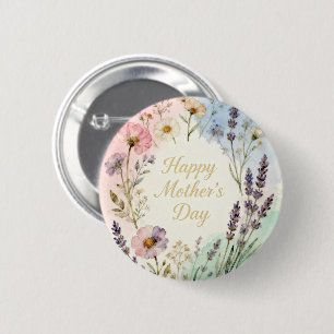 Chapa Redonda De 5 Cm Happy Mother's Day Wildflowers