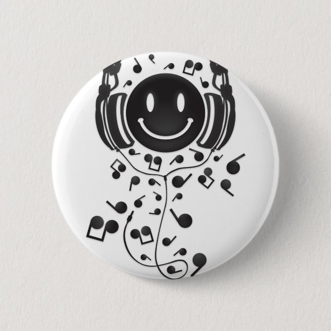 Chapa Redonda De 5 Cm Happy_Music (Anverso)