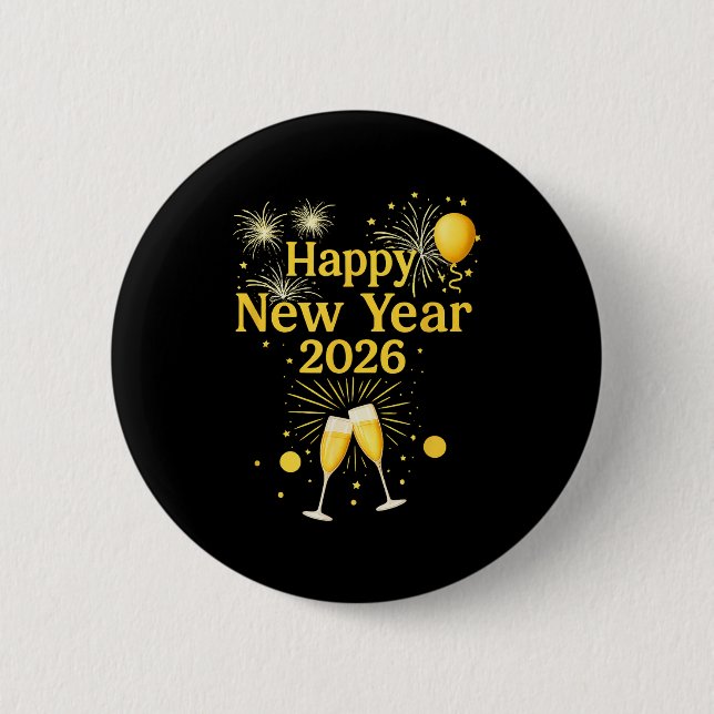 Chapa Redonda De 5 Cm Happy New Year 2026  (Anverso)