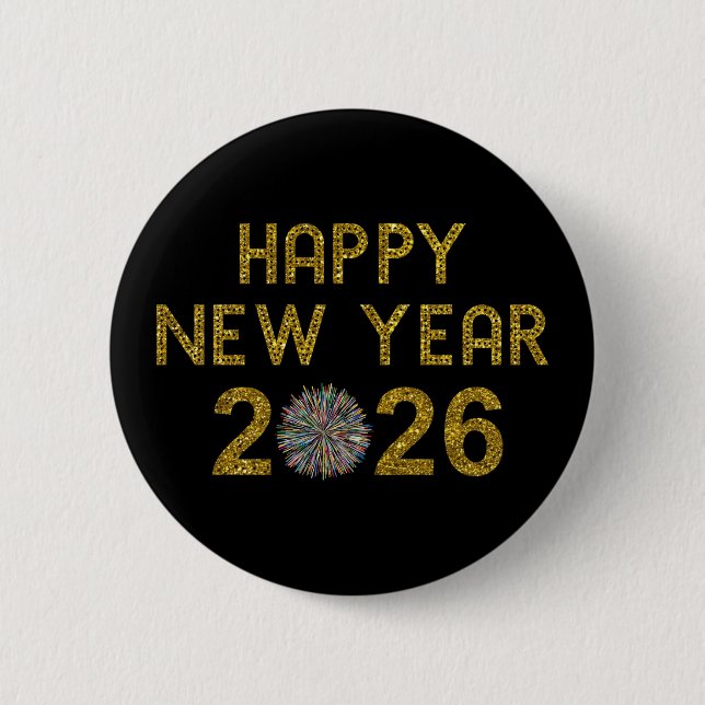 Chapa Redonda De 5 Cm Happy New Year 2026 (Anverso)