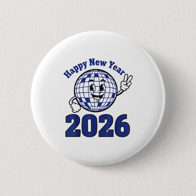 Chapa Redonda De 5 Cm Happy New Year 2026 Celebration Design  (Anverso)