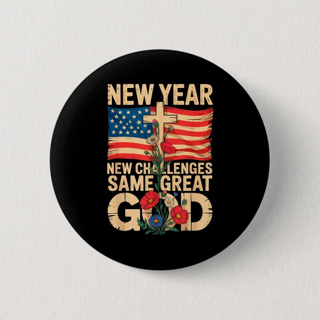 Chapa Redonda De 5 Cm Happy New Year 2026 Christian Challenges Same Grea (Anverso)