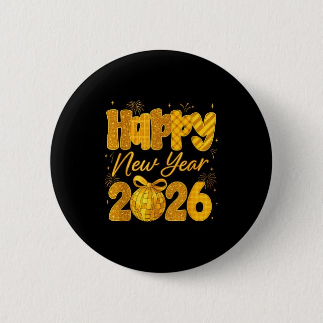 Chapa Redonda De 5 Cm Happy New Year 2026 Eve Party Gold Family Matching (Anverso)