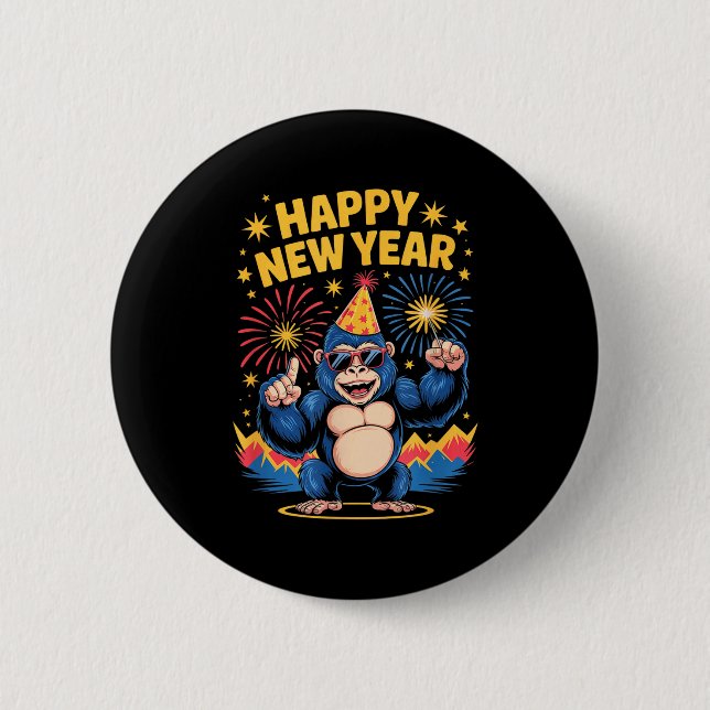 Chapa Redonda De 5 Cm Happy New Year 2026 Funny Kids Bigfoot Lovers Part (Anverso)