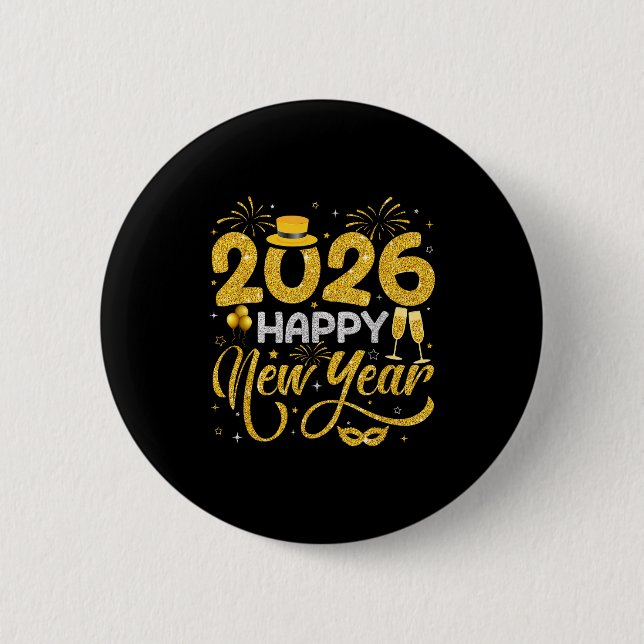 Chapa Redonda De 5 Cm Happy New Year 2026 New Years Eve Party Countdown  (Anverso)