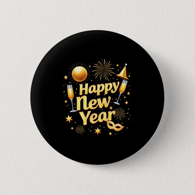 Chapa Redonda De 5 Cm Happy New Year 2026 New Years Eve Party Countdown  (Anverso)