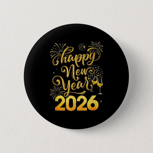 Chapa Redonda De 5 Cm Happy New Year 2026 Party New Years Eve Holiday  (Anverso)