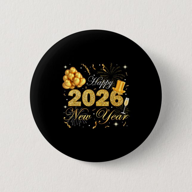 Chapa Redonda De 5 Cm Happy New Year Eve Party 2026 Family Matching Cost (Anverso)