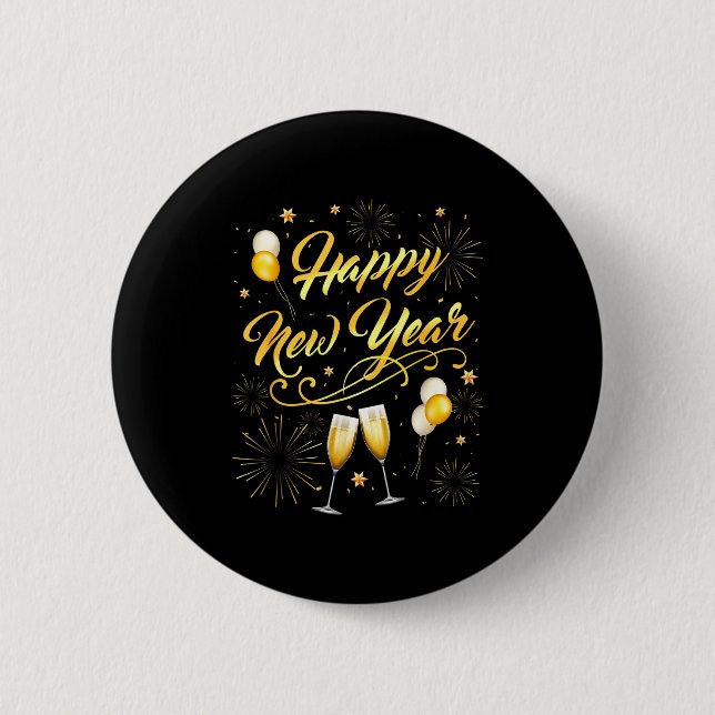 Chapa Redonda De 5 Cm Happy New Year Party 2026 Ballon Family Matching  (Anverso)