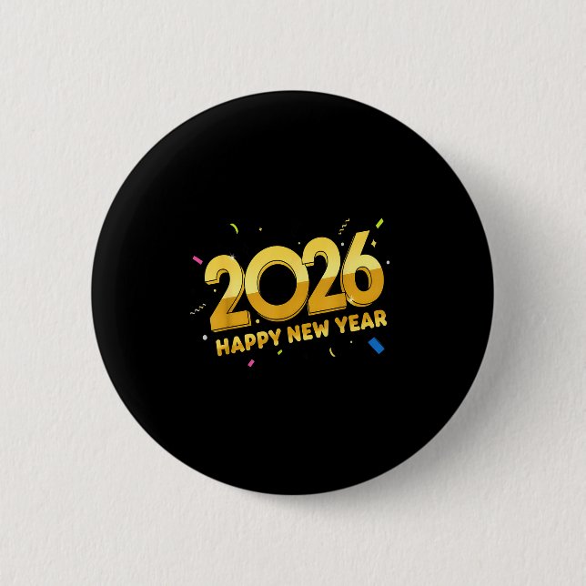 Chapa Redonda De 5 Cm Happy New Year Party 2026 Ballon Family Matching M (Anverso)