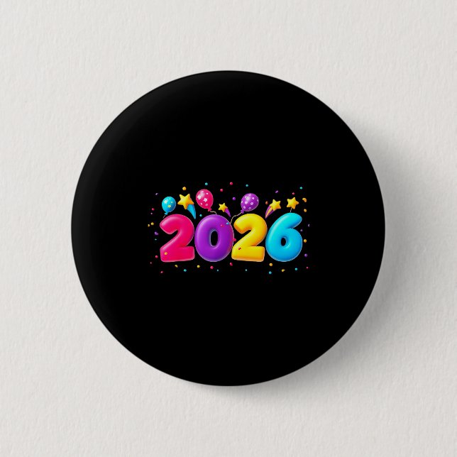 Chapa Redonda De 5 Cm Happy New Year Party 2026 Ballon Family Matching M (Anverso)