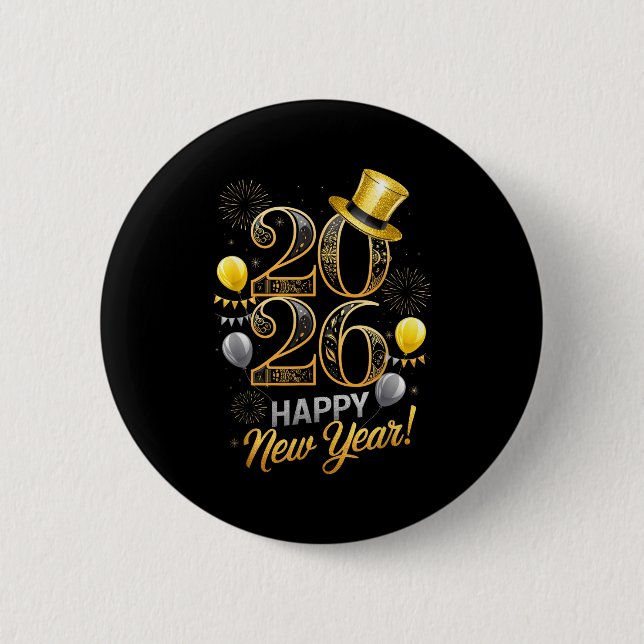 Chapa Redonda De 5 Cm Happy New Year Party 2026 Family Matching Balloon  (Anverso)