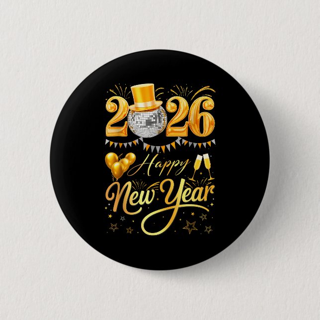 Chapa Redonda De 5 Cm Happy New Year Party 2026 Funny Balloon Family Mat (Anverso)