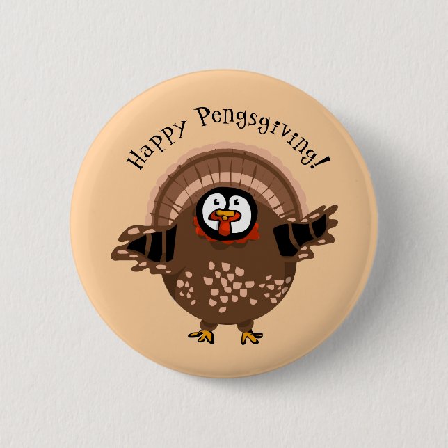 Chapa Redonda De 5 Cm Happy PengsGiving Turkey (Anverso)
