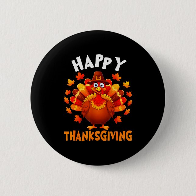 Chapa Redonda De 5 Cm Happy Thanksgiving Funny Turkey Family Dinner Than (Anverso)