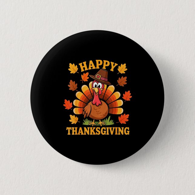 Chapa Redonda De 5 Cm Happy Thanksgiving Turkey Family Dinner Thanksgivi (Anverso)