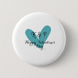 Chapa Redonda De 5 Cm Happy Valentine's day turquoise heart name letter 