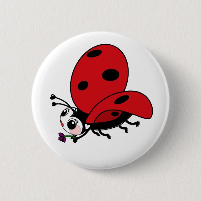 Chapa Redonda De 5 Cm Happy Wings Ladybug (Anverso)