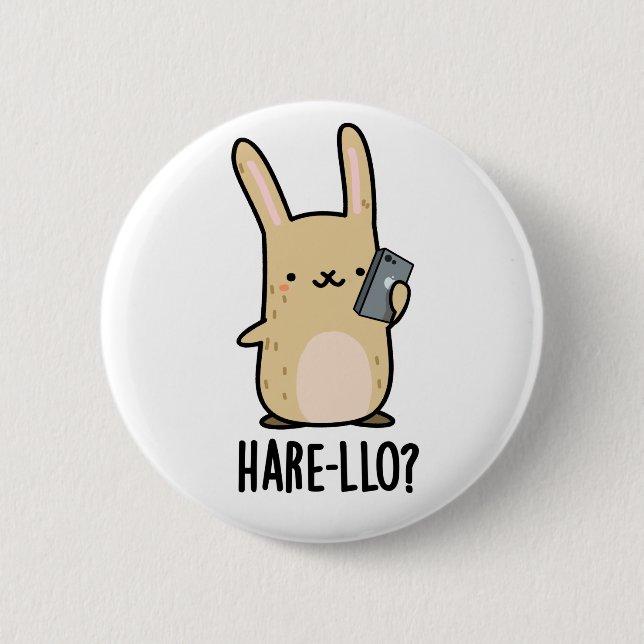 Chapa Redonda De 5 Cm Hare-llo There Funny Hare Rabbit Pun (Anverso)