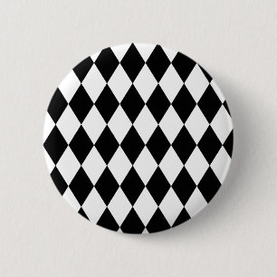 Chapa Redonda De 5 Cm Harlequin Blanco y negro