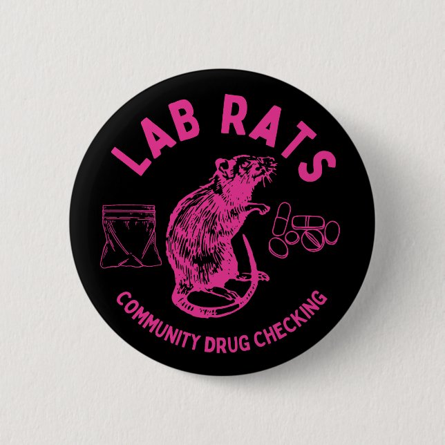 Chapa Redonda De 5 Cm Harm Reduction Sisters Lab Rats Logo (Anverso)