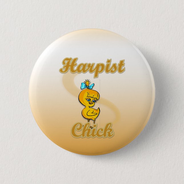 Chapa Redonda De 5 Cm Harpist Chick (Anverso)