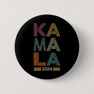Chapa Redonda De 5 Cm Harris 2024 Por Retro De Campaña Electoral Preside