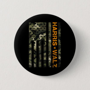 Chapa Redonda De 5 Cm Harris 2024 Presidente Usa Camouflage Dudes Walz W