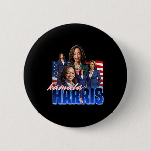 Chapa Redonda De 5 Cm Harris American Flag Bootleg