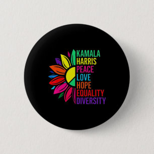 Chapa Redonda De 5 Cm Harris Peace Love Equality Hope Diversity 1