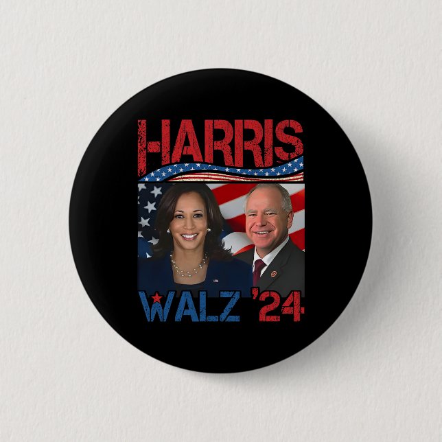 Chapa Redonda De 5 Cm Harris Tim Walz Waltz 3 (Anverso)
