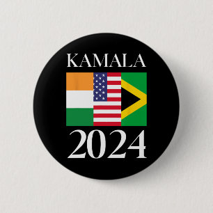 Chapa Redonda De 5 Cm Harris Vote 2024 Bandera jamaiquina india-estadoun